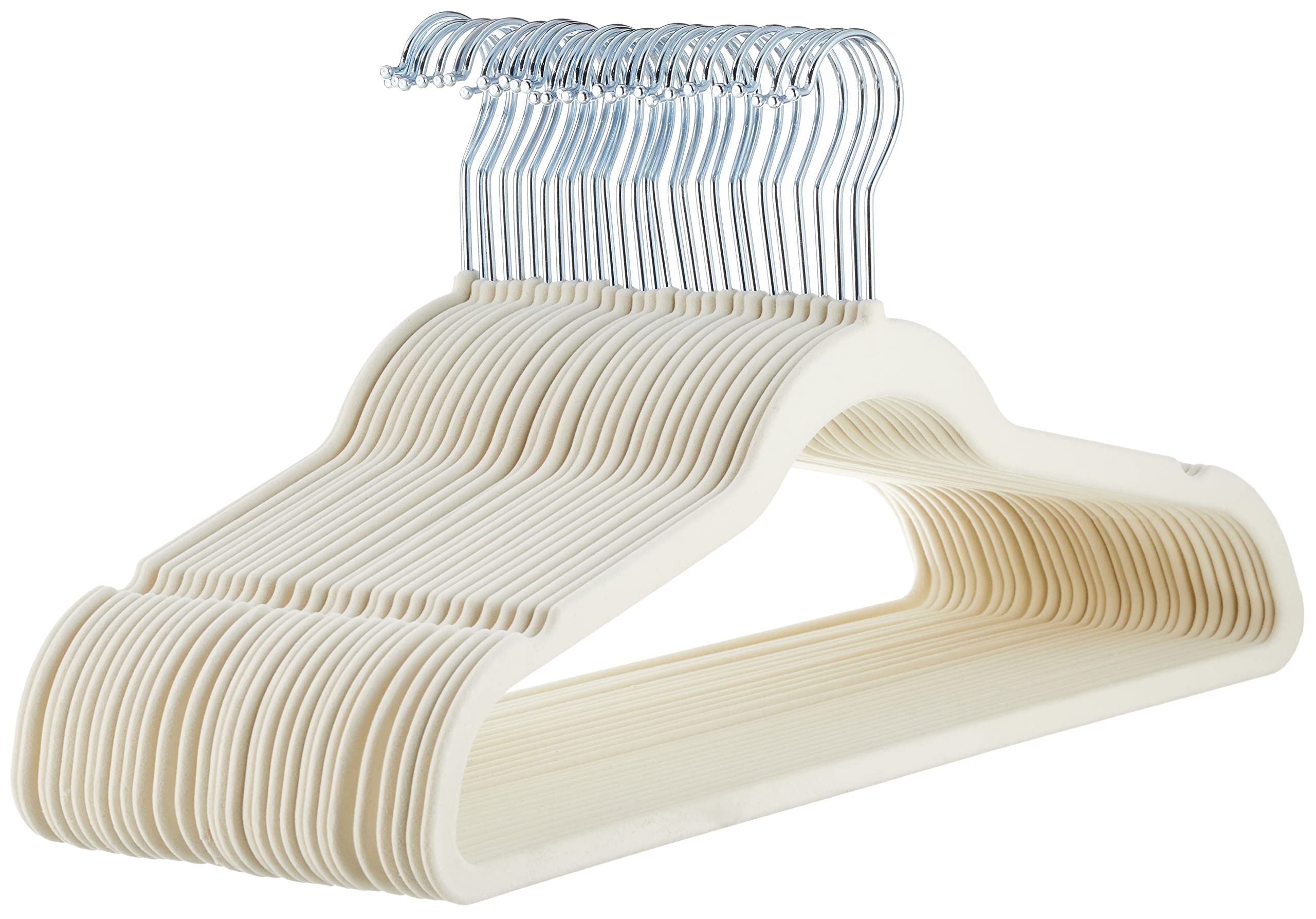 Amazon Basics Slim, Velvet, Non-Slip Suit Clothes Hangers, Pack of 50, Black